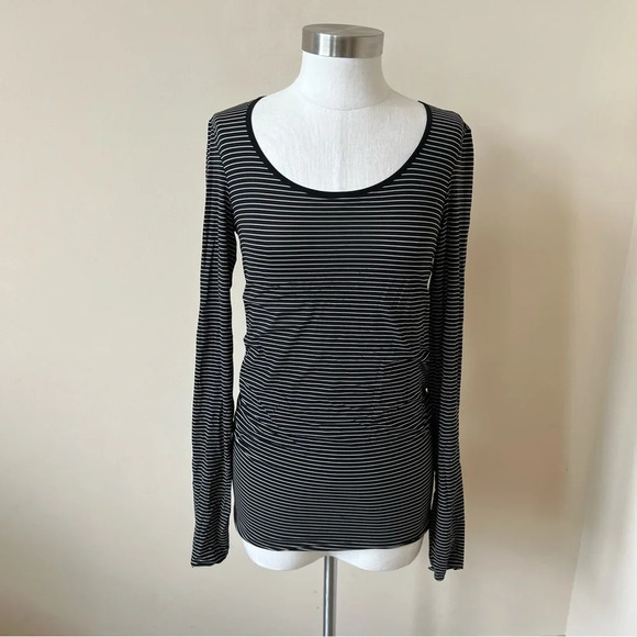 Maxmara Sportmax Black White Stripe Long Sleeve Top 17998 - Picture 2 of 9